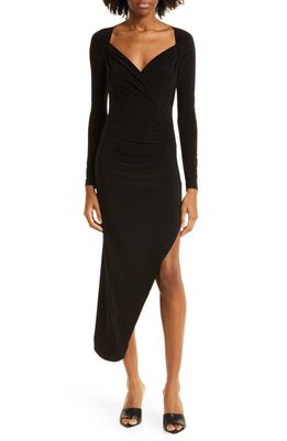 Norma Kamali Long Sleeve Asymmetric Hem Cocktail Dress in Black