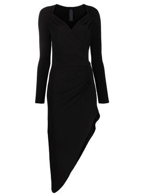 Norma Kamali long-sleeve asymmetric-hem dress - Black