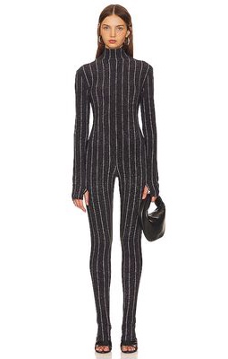 Norma Kamali Long Sleeve Turtle Catsuit With Footie in Black