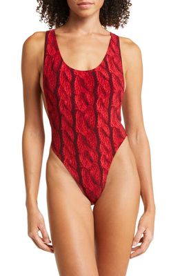 Norma Kamali Marissa One-Piece Swimsuit in Red Cable