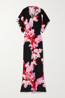 Norma Kamali - Obie Floral-print Stretch-jersey Maxi Dress - Black