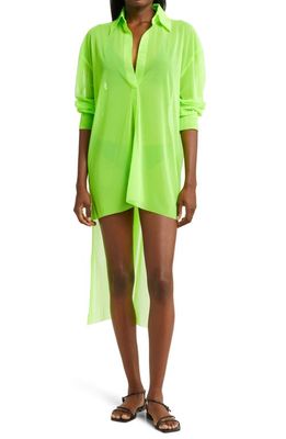 Norma Kamali Oversize Cover-Up Shirt in Neon Green