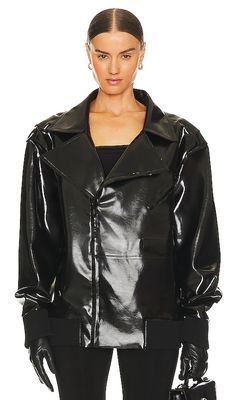 Norma Kamali Oversized Moto Jacket in Black