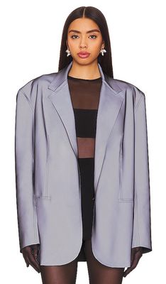 Norma Kamali Oversized Single Breasted Jacket in Grey