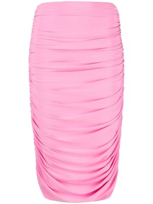 Norma Kamali ruched-detail mid-length draped skirt - Pink