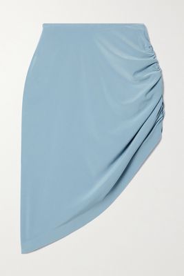 Norma Kamali - Ruched Stretch-jersey Mini Skirt - Blue