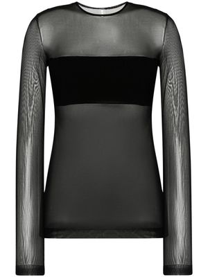 Norma Kamali semi-sheer mesh T-shirt - Black