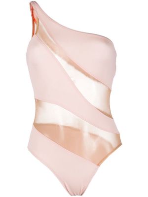 Norma Kamali sheer-panel one-shoulder vest - Pink