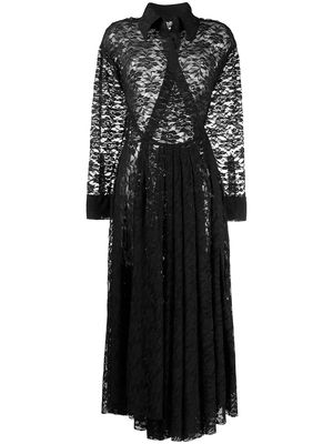 Norma Kamali shirt flared lace dress - Black