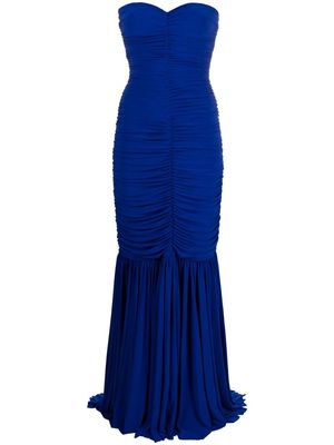 Norma Kamali Slinky ruched fishtail gown - Blue