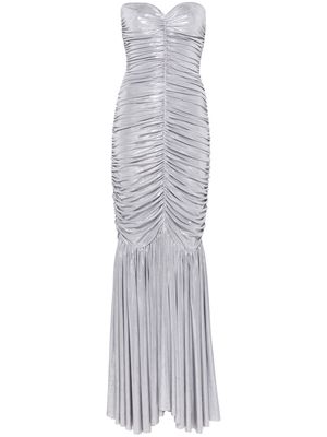 Norma Kamali Slinky ruched fishtail gown - Silver