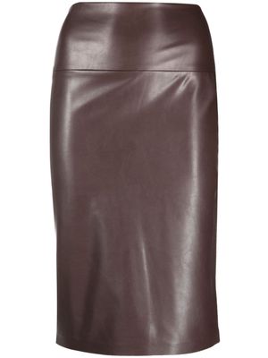 Norma Kamali straight-cut faux-leather skirt - Brown