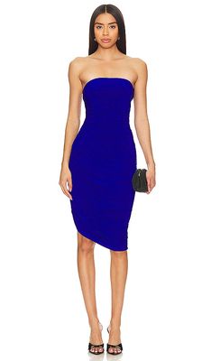 Norma Kamali Strapless Diana Dress To Knee in Royal