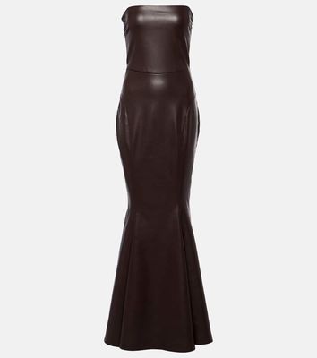 Norma Kamali Strapless faux leather fishtail gown