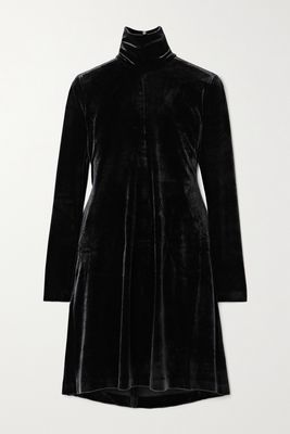 Norma Kamali - Stretch-velvet Turtleneck Mini Dress - Black