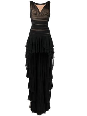 Norma Kamali Tara shirred high-low gown - Black