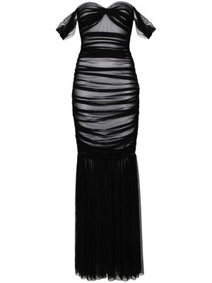 Norma Kamali Walter fishtail draped gown - Black