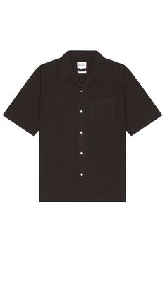 Norse Projects Carsten Cotton Tencel Shirt in Chocolate