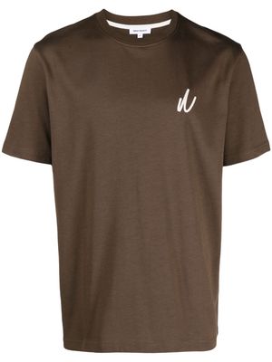 Norse Projects Johannes logo-embroidered organic cotton T-shirt - Brown