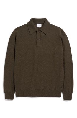 Norse Projects Men's Marco Lambswool Polo Sweater in Dark Olive
