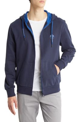 NORTH SAILS Colorblock Logo Embroidered Zip Hoodie in Navy