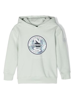 North Sails Kids graphic print cotton-blend hoodie - Green