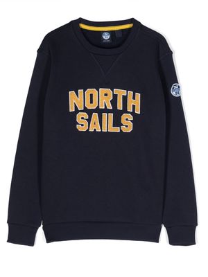North Sails Kids logo-embroidered cotton sweatshirt - Blue