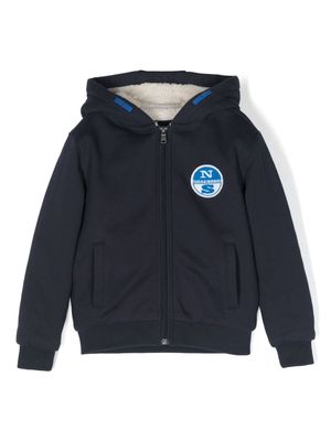 North Sails Kids logo-patch cotton hooded jacket - Blue