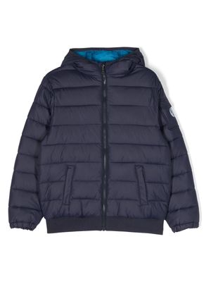 North Sails Kids logo-patch hooded padded jacket - Blue