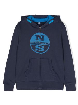 North Sails Kids logo-print cotton jacket - Blue