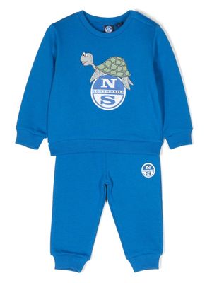 North Sails Kids logo-print cotton tracksuit set - Blue