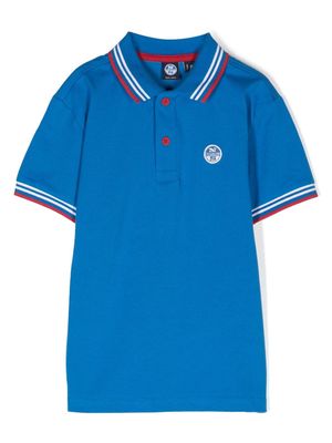North Sails Kids stripe-detailing cotton polo shirt - Blue