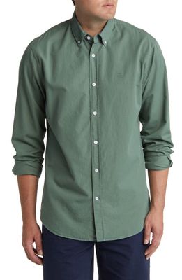 NORTH SAILS Logo Embroidered Cotton Poplin Button-Down Shirt in Military