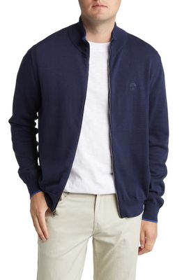 NORTH SAILS Logo Embroidered Zip Front Cardigan in Navy