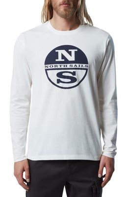 NORTH SAILS Logo Long Sleeve Cotton Graphic T-Shirt in Marshmellow