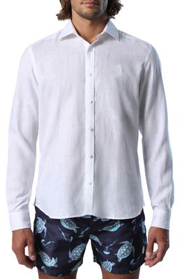 NORTH SAILS Regular Fit Linen Button-Up Shirt in White