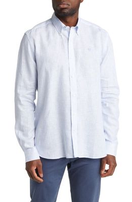 NORTH SAILS Stripe Linen Button-Down Shirt in Light Blue