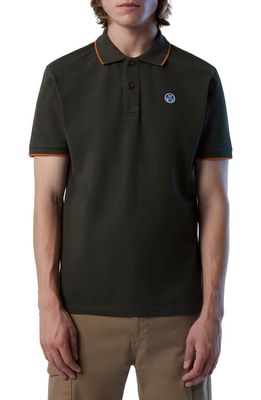 NORTH SAILS Tipped Logo Embroidered Cotton Piqué Polo in Forest Night