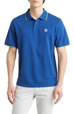 NORTH SAILS Tipped Stretch Cotton Polo in Ocean Blue