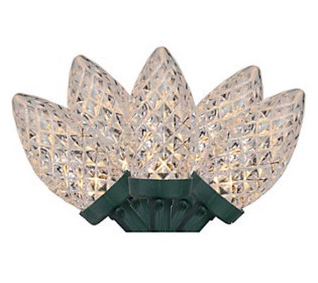 Northlight 100 Warm White Faceted C9 Lights - G reen Wire