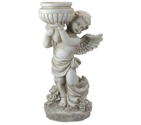 Northlight 17" Angel Cherub Holding a Birdbath arden Statue-R