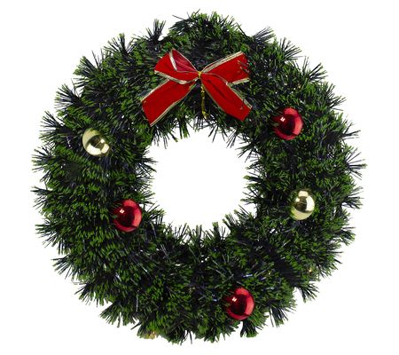 Northlight 17 Green Tinsel Artificial Christma s Wreath w/ Bo