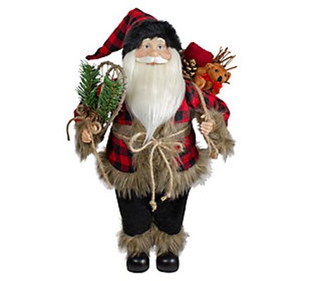 Northlight 18" Standing Santa Figure with Snow Shoes and Bear