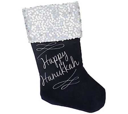 Northlight 19"Blue/Silver Sequin/Embroidered St ocking