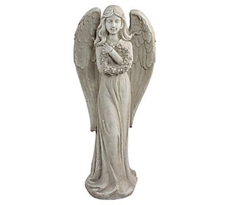 Northlight 22" Peaceful Angel Holding a Wreath Garden Statue