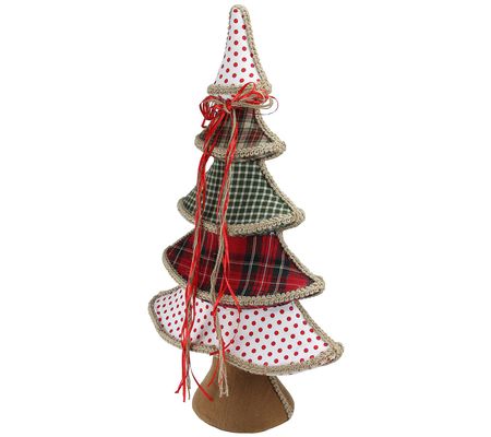 Northlight 23" Red & Green Plaid & Polka Dot Tr ee Decor