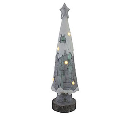 Northlight 29" LED Lighted Gray and White Table top Tree