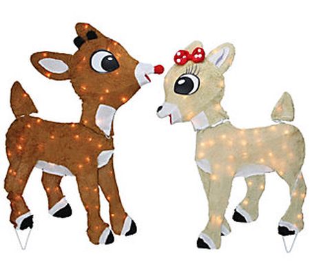 Northlight 2pc 32" Lighted Rudolph & Clarice Ou tdoor Set