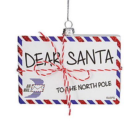 Northlight 3.5" Envelope "USPS Dear Santa" Glas s Ornament