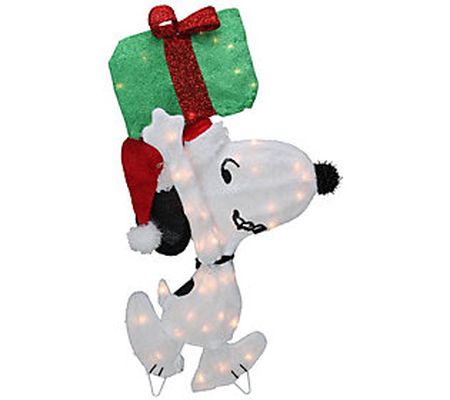 Northlight 32" Lighted Peanuts Snoopy w/ Presen t Outdoor Deco